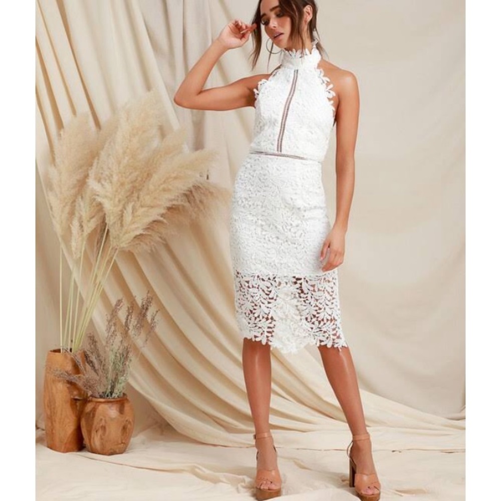 Lulu’s Divine Destiny Lace midi dress.